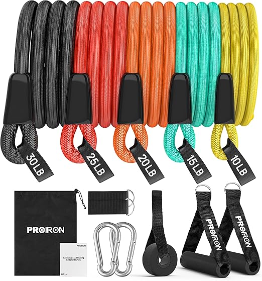 PROIRON Resistance Bands Set 14-Piece (Tubes + Handles + Door Anchor)