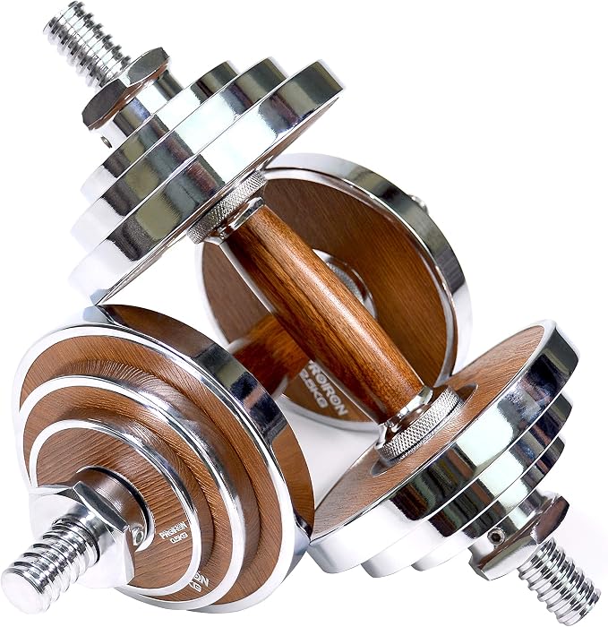 PROIRON 20kg Walnut-Steel Adjustable Dumbbell Set